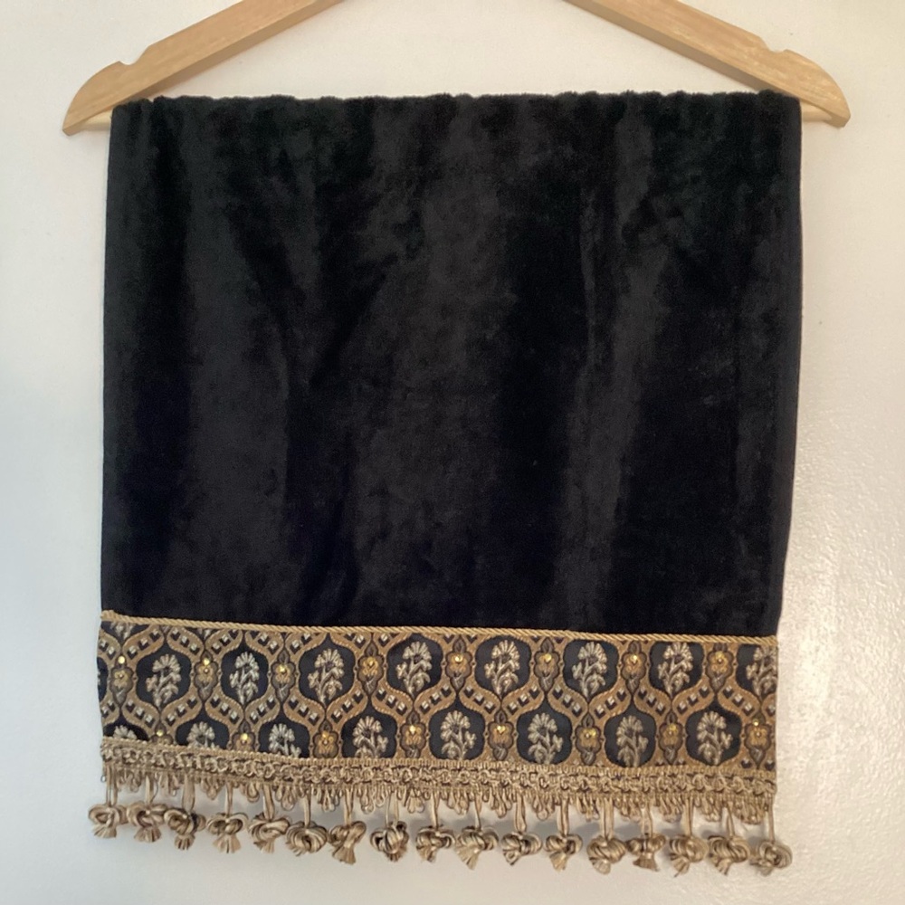 Set of 2: Sherry Kline Black and Gold Tapestry with Tassels